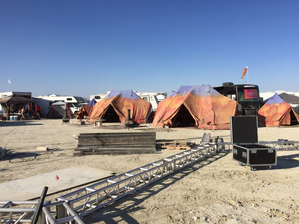 6m diameter Emperor TWIN Bell tent at Burning Man Festival