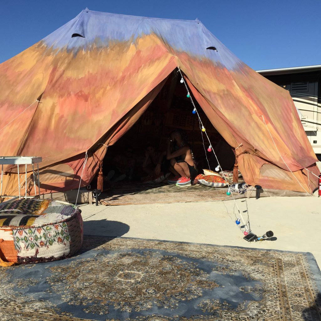 6m diameter Emperor TWIN Bell tent at Burning Man Festival