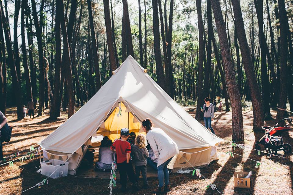 Nature Play SA Breathe Bell Tents Collaboration, taking play inside out. Explore. Nature. Australia. Camping. Tents. Canvas Tents