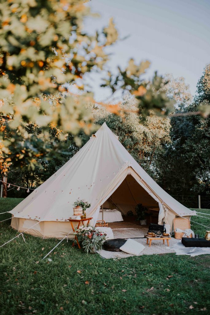 Glamping wedding elopement bell tent elopement wedding packages in Gippsland Australia