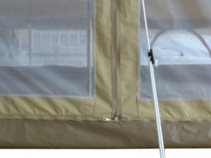 Protech Bell Tent Details photographs mesh wall natural canvas tent for family camping and glamping, safari tent style,