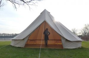 6m diameter Bell Tent showing height of central pole