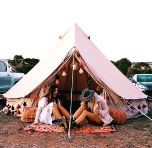 4m diameter bell tent ideal for camping, festivals, backyard camping, glamping, natural canvas tent, lightweight, versatile, zip off groundsheet, kirsty cane, splendour in the grass festival, music tent