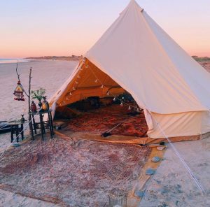 4m diameter bell tent ideal for camping, festivals, backyard camping, glamping, natural canvas tent, lightweight, versatile, zip off groundsheet, kirsty cane, splendour in the grass festival, music tent