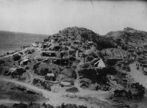 September 1915: Men of the 42nd East Lancashire Division encamped at Gully Reach in Gallipoli. (Photo by Hulton Archive/Getty Images)