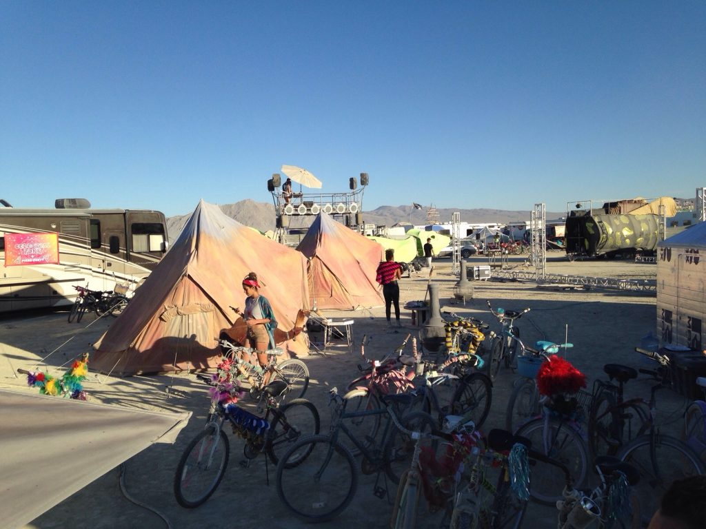 6m diameter Emperor TWIN Bell tent at Burning Man Festival