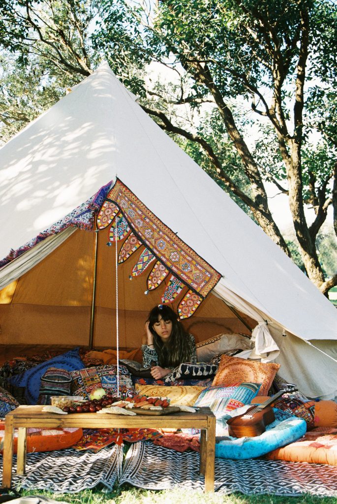 Bell Tent Glamping Bohemian Luxe Camping Styling Festival Party