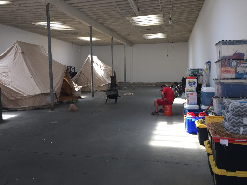 Bell Tents being painted by scenic artists in LA ready for Burning Man festival