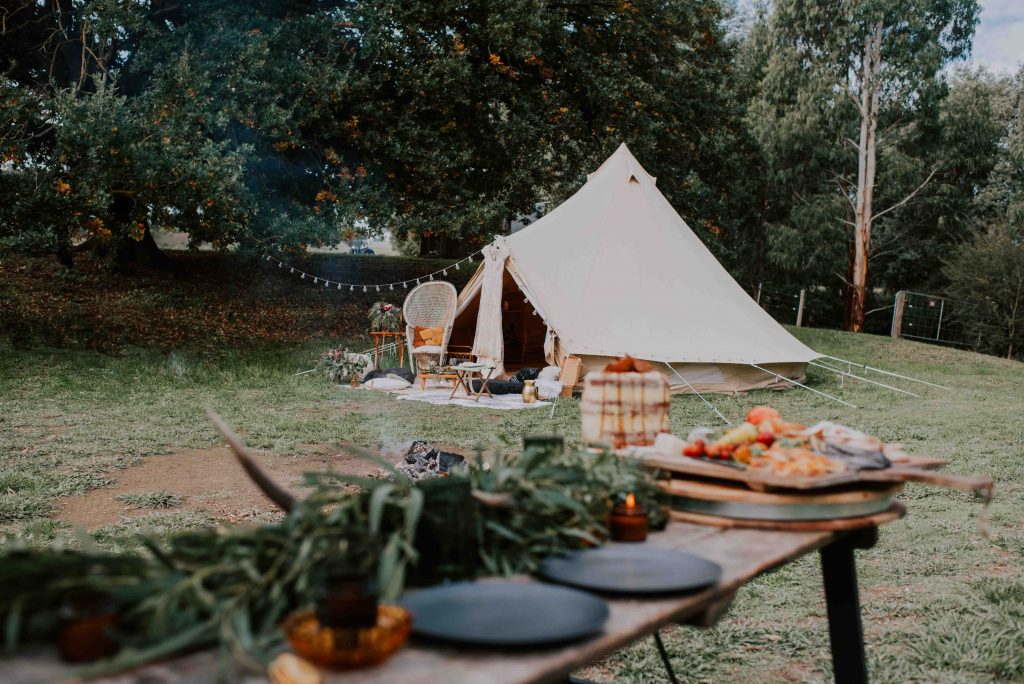 Glamping wedding elopement bell tent elopement wedding packages in Gippsland Australia