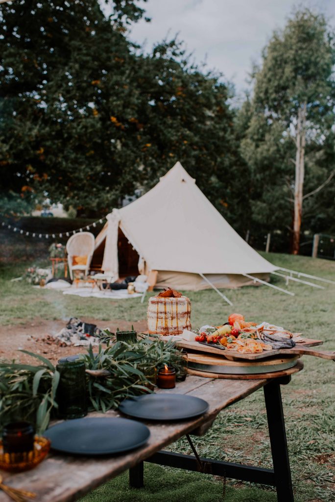 Glamping wedding elopement bell tent elopement wedding packages in Gippsland Australia