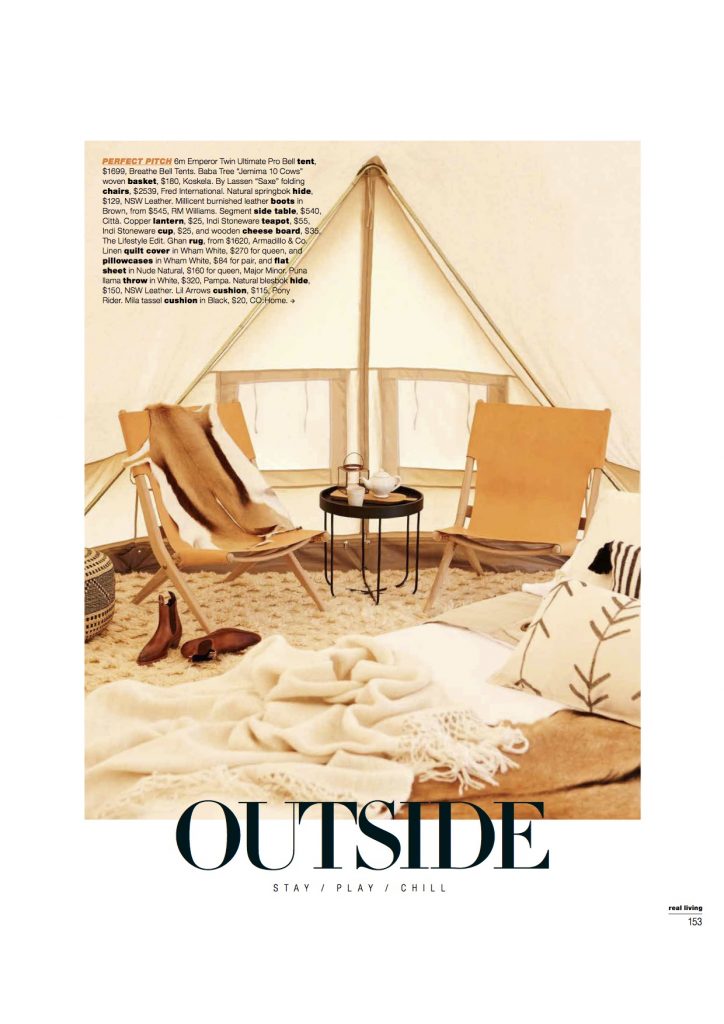 Real Living Magazine Glamping Editorial Issue