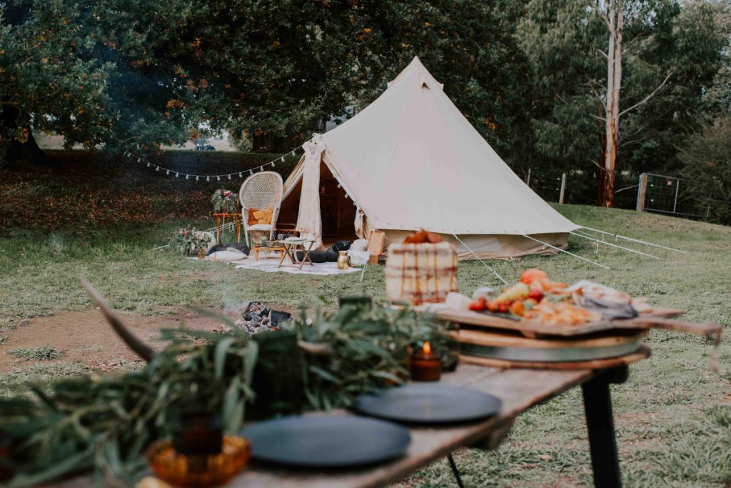 Glamping wedding elopement bell tent elopement wedding packages in Gippsland Australia