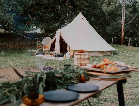 Glamping wedding elopement bell tent elopement wedding packages in Gippsland Australia