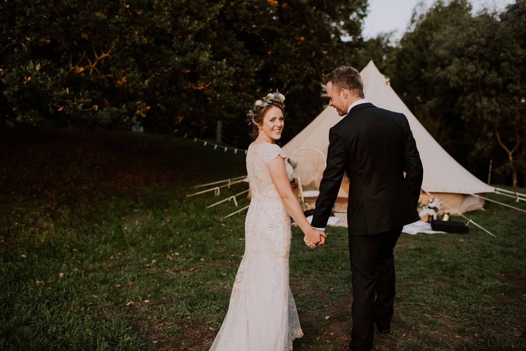 Glamping wedding elopement bell tent elopement wedding packages in Gippsland Australia