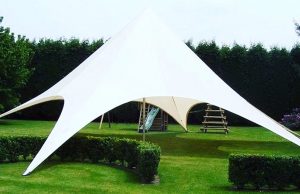 Starshade 1700 PRO Ideal tent for your glamping set up as meeting space, for your next party, event or garden wedding, sits up to 80 guests or 120 standing, shade sail, event tent, corporate branding, marjketing, tent, shade, shelter, camping, glamping, festival, styling, catering
