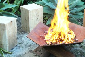 Glamping Accessory Wooden Black, Camp stool, Camp chair, glamping, campfire, bedside table, wooden block, Monterey Cypress